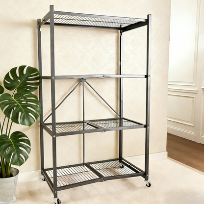 LUMINHOME 4-Tier Foldable Heavy-Duty Rolling Storage Shelving Rack