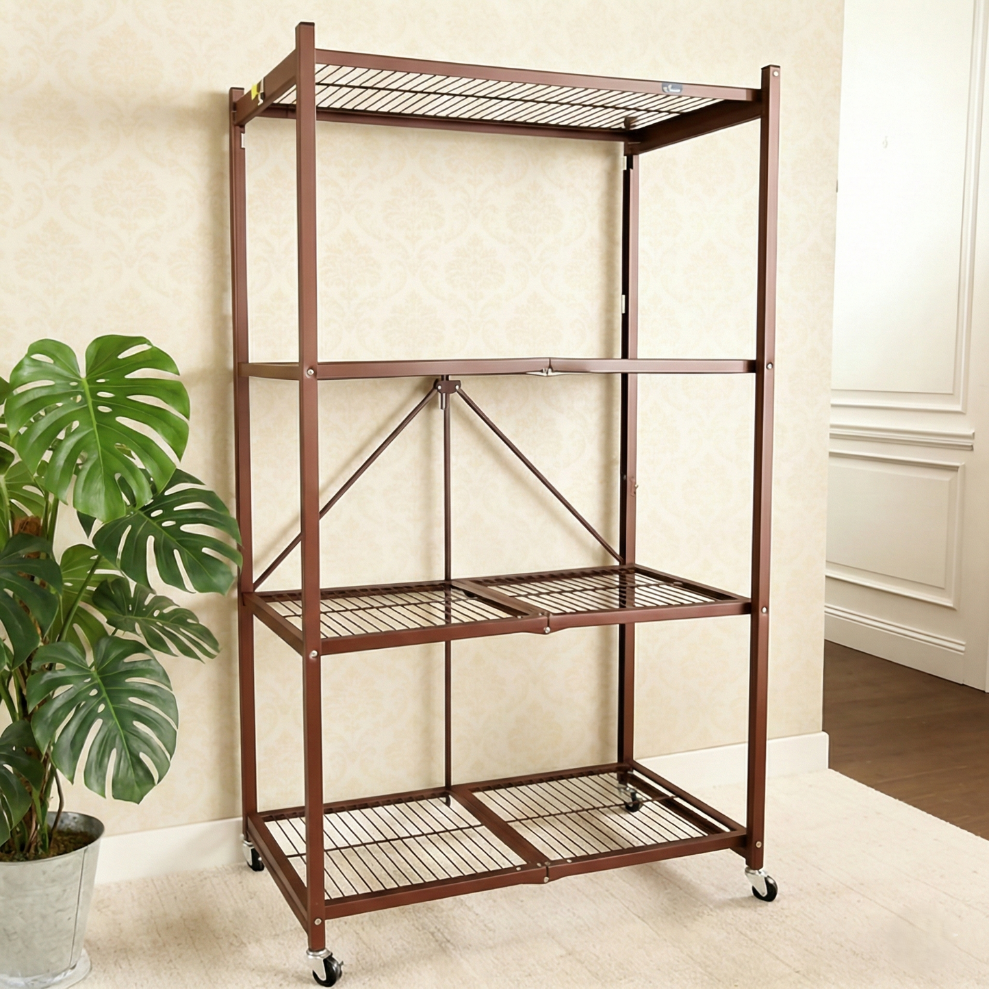 LUMINHOME 4-Tier Foldable Heavy-Duty Rolling Storage Shelving Rack