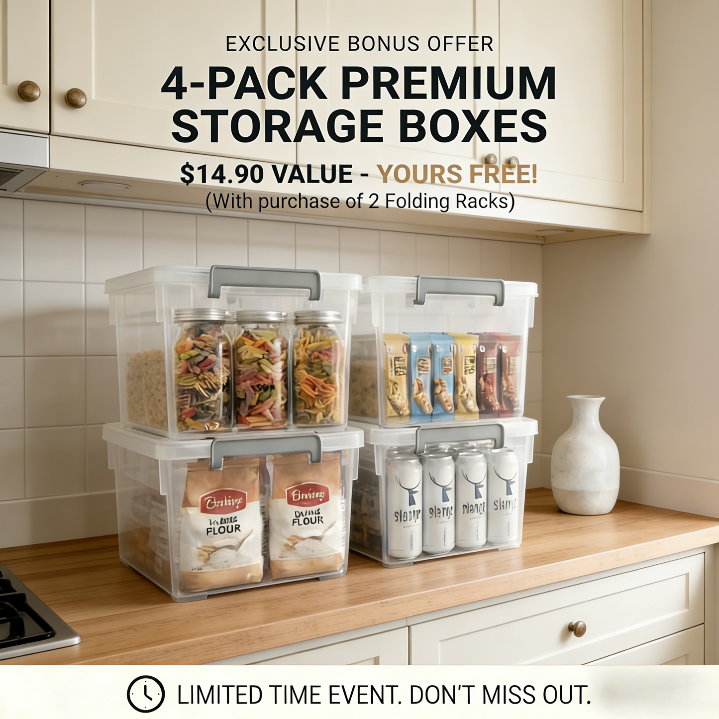 LUMINHOME 4-Tier Foldable Heavy-Duty Rolling Storage Shelving Rack