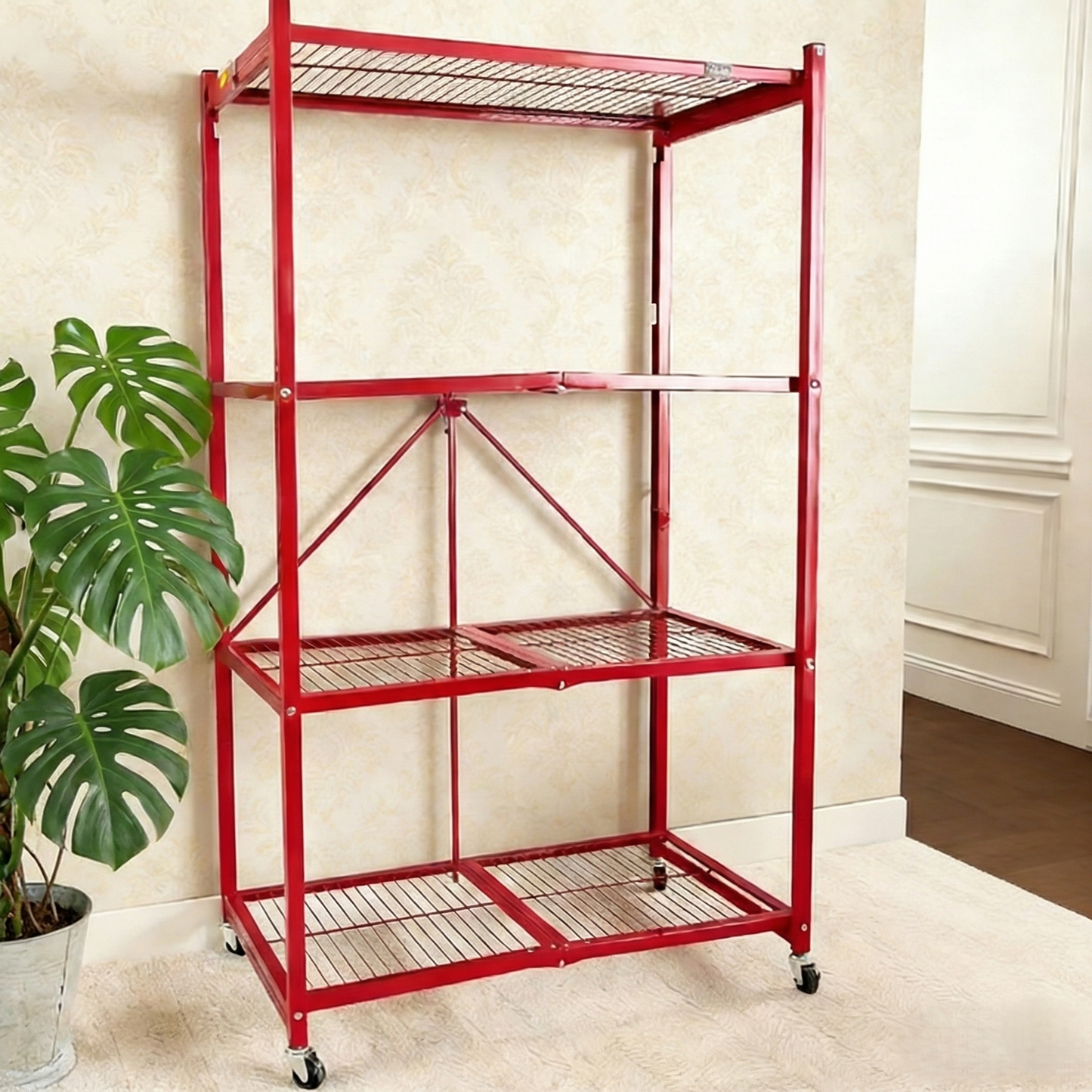LUMINHOME 4-Tier Foldable Heavy-Duty Rolling Storage Shelving Rack