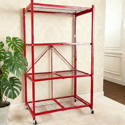 LUMINHOME 4-Tier Foldable Heavy-Duty Rolling Storage Shelving Rack