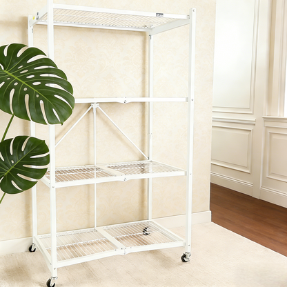 LUMINHOME 4-Tier Foldable Heavy-Duty Rolling Storage Shelving Rack
